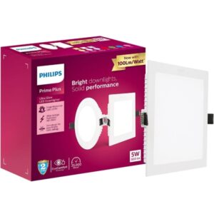 PHILIPS 5W Square AP Plus UltraGlow LED DL Recessed LED Panel Ceiling Light (Pack of 1, Natural White) (1692)