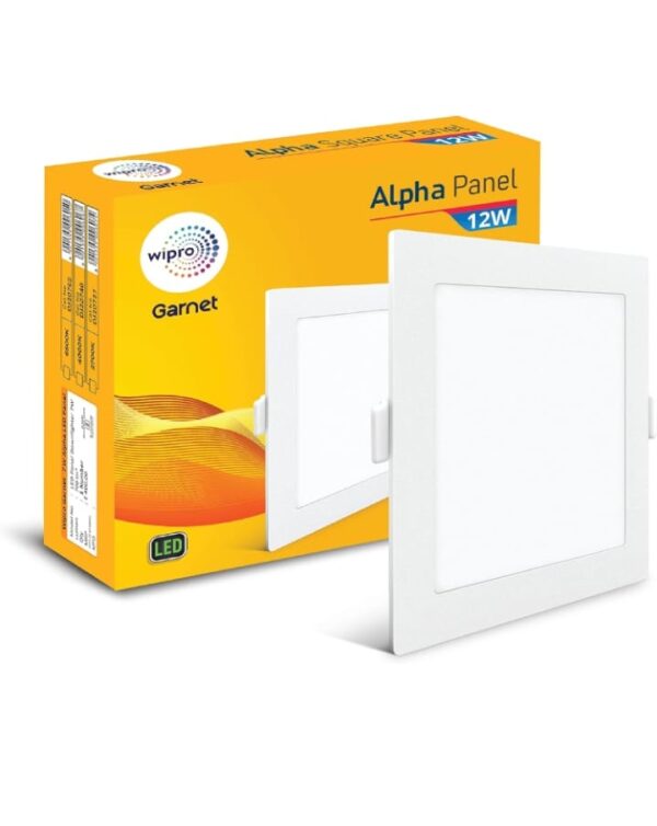 wipro Garnet 12W Square Led Alpha Panel | Warm White Light (2700K) | Recessed Down Light for False Ceiling | Cutout - 110X110Mm | Pack of 1