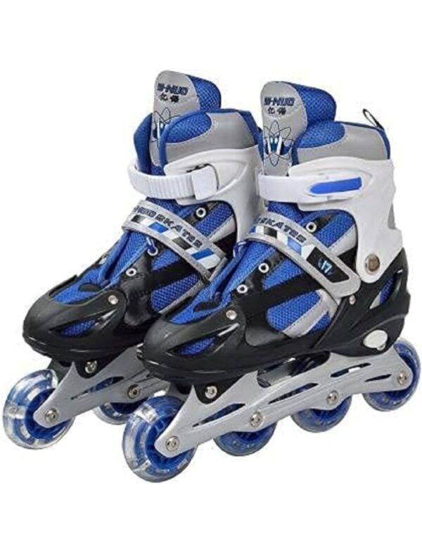Kesar Bhavani New Inline Skates, Adjustable Inline Roller Skates for Kids, Teens and Adults, Unisex Outdoor Skating Shoes Roller Blades with Featuring Wheels for Skating (Colerfull Skating) (Blue) (SIZE-L 38,41
