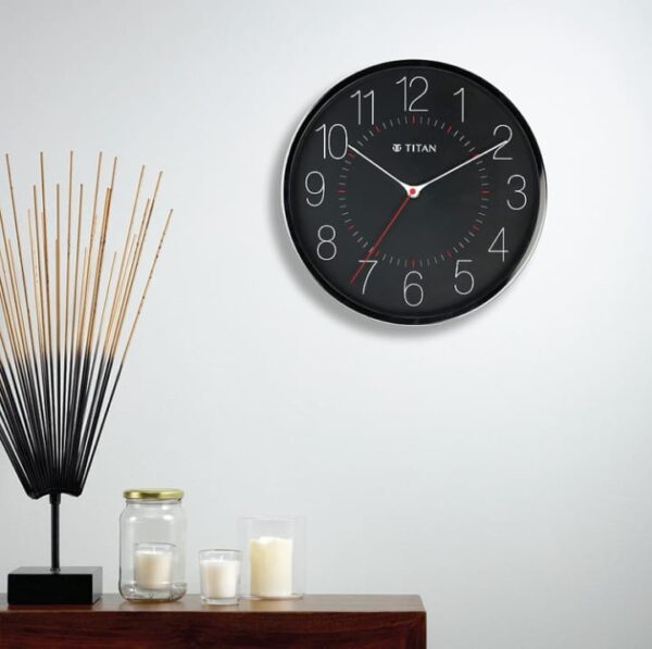 Titan Metallic Analog Wall Clock with Slim Hands - 30 Cm X 30 Cm (Medium) (1789) - Image 4