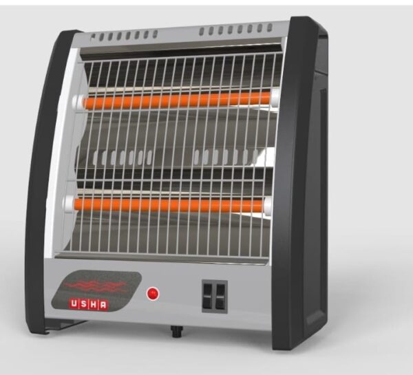 Usha 2 Rod 800 Watt Quartz Heater with Low Power Consumption and Tip Over Protection (4302N, Grey) (2327)