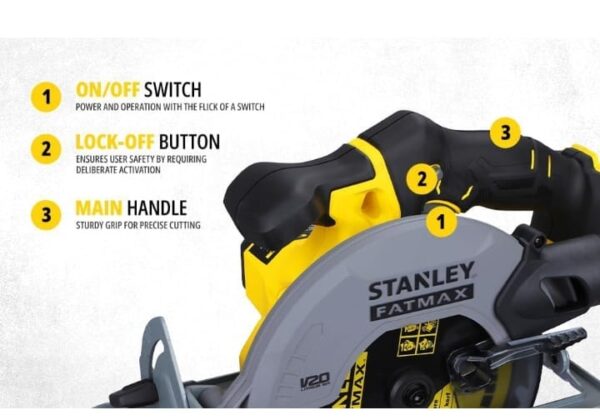STANLEY FATMAX SCC500-B1 20V 165mm 4000 RPM Cordless Brushed Circular Saw for Mechanic, Tradesmen & Professional Use, Batteries Not Included, 2 Year Warranty, YELLOW & BLACK - Image 3