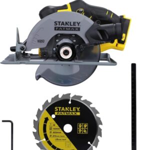 STANLEY FATMAX SCC500-B1 20V 165mm 4000 RPM Cordless Brushed Circular Saw for Mechanic, Tradesmen & Professional Use, Batteries Not Included, 2 Year Warranty, YELLOW & BLACK