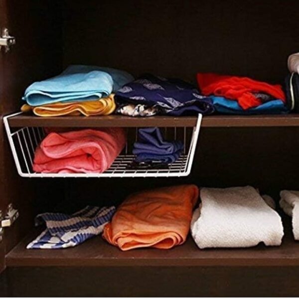 EITHEO Under Shelf Storage Basket Combo(12+12 Inch) - Maximize Kitchen Space with Powder Coated Under Cabinet Storage Organizer | 12+12 Inch Size(Pack of 2) (2093) - Image 4