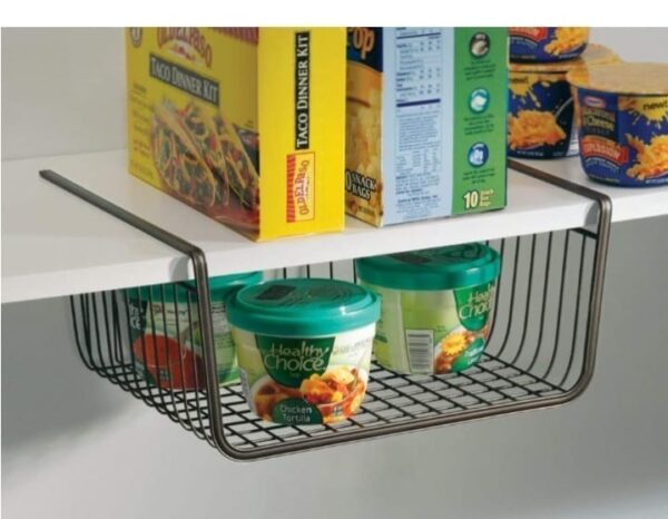 EITHEO Under Shelf Storage Basket Combo(12+12 Inch) - Maximize Kitchen Space with Powder Coated Under Cabinet Storage Organizer | 12+12 Inch Size(Pack of 2) (2093) - Image 3