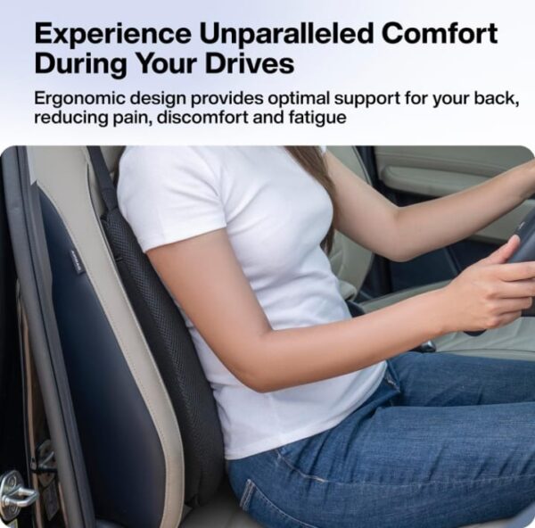FOVERA Lumbar Support for Car, Back Rest Support Memory Foam Cushion for Comfortable Long Drive and Daily Commute, Suitable for All Cars Seats (Black) (2139) (3209) - Image 4