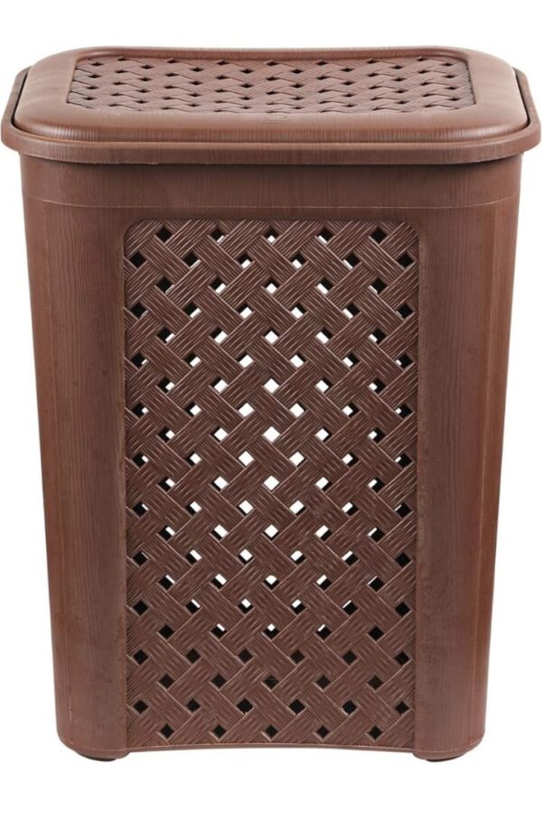 Cello Classic Plastic Laundry Basket with Lid, 30 Litres, Brown | Lightweight and Portable | Storage Organizer | Convenient Handling | Useful For Storing Clothes, Toys, Books (2226) - Image 2