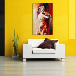 Pitaara Box Woman Portrait with Parrot | Canvas Painting for Bedroom & Living Room | Engineered Wood Frame | 16 x 25.8 inch (41 x 66 cms) (2166)