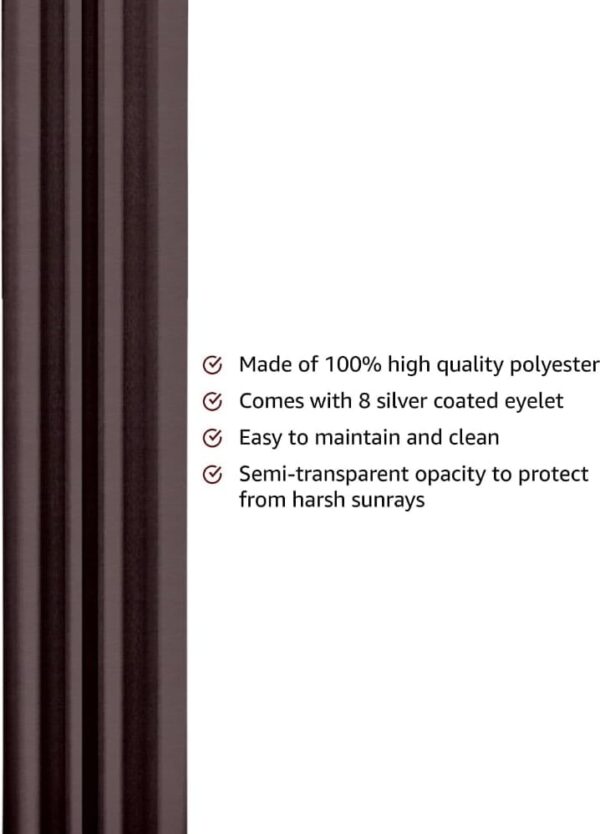 Amazon Brand - Solimo Polyester Polylinen Solid Door Curtains (Pack of 2, 7 Feet, Brown)(3269) - Image 4
