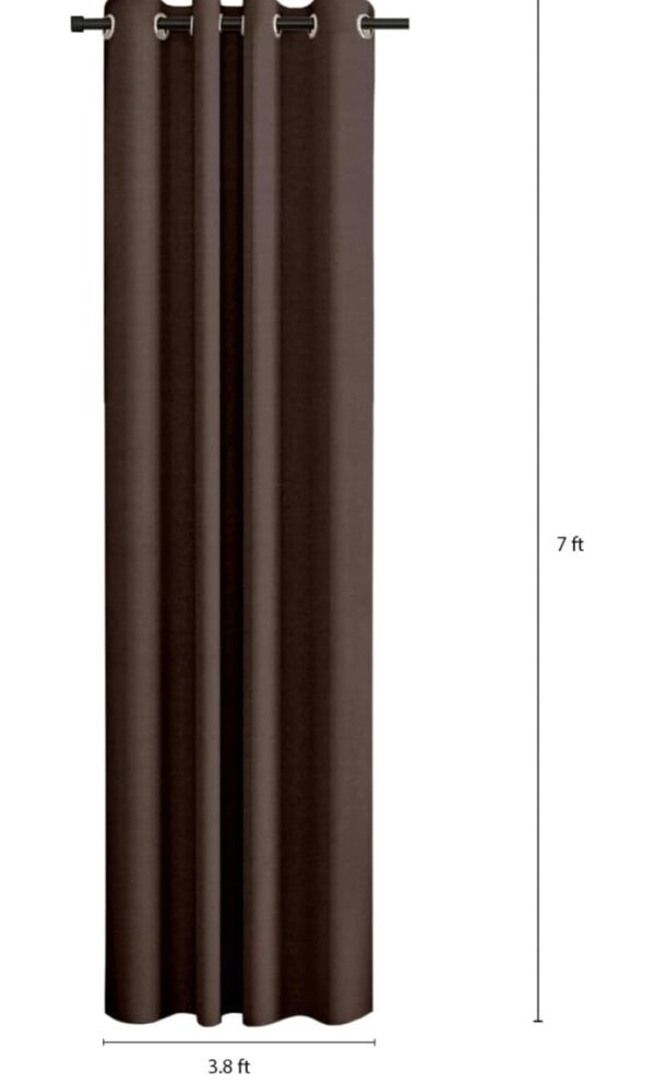 Amazon Brand - Solimo Polyester Polylinen Solid Door Curtains (Pack of 2, 7 Feet, Brown)(3269) - Image 3