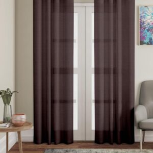Amazon Brand - Solimo Polyester Polylinen Solid Door Curtains (Pack of 2, 7 Feet, Brown)(3269)