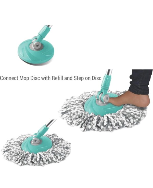 Spotzero By Milton Spin Mop Spares Set Handle with Microfibers Refill(Compatible with Prime, E-Elite, Classic, Ace Mops) Aqua Green (3144) - Image 4