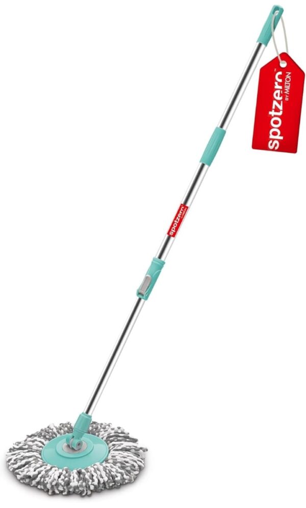 Spotzero By Milton Spin Mop Spares Set Handle with Microfibers Refill(Compatible with Prime, E-Elite, Classic, Ace Mops) Aqua Green (3144)