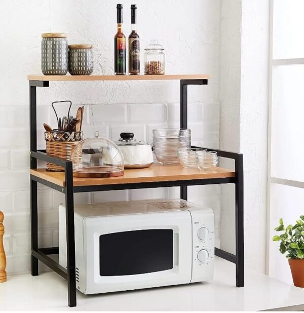 amazon basics Engineered Wood Multi-Purpose Rack for Microwave, OTG, Oven | Kitchen Organizer (Brown) | 40D x 60W x 70.6H cm (841,842,2175) (3161-3162)