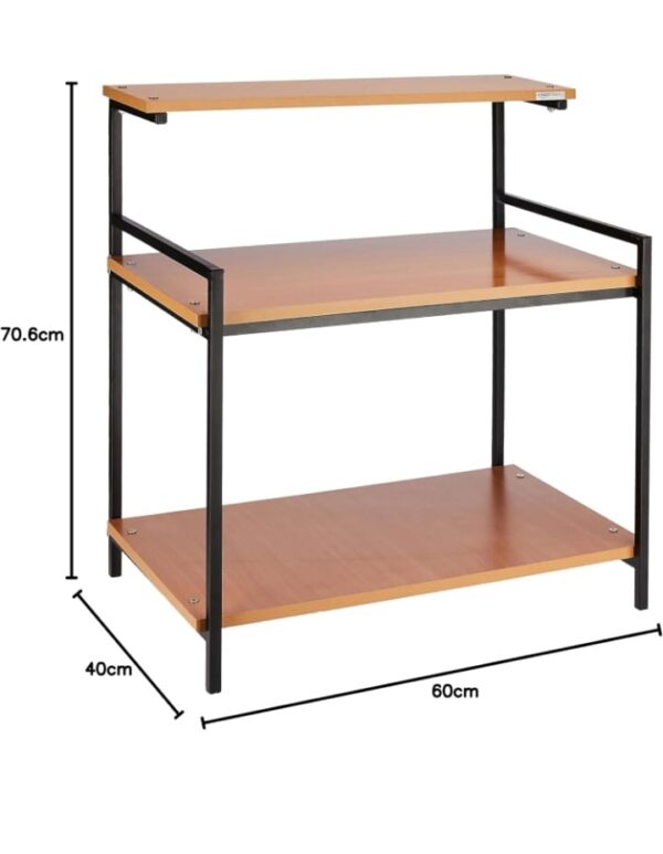 amazon basics Engineered Wood Multi-Purpose Rack for Microwave, OTG, Oven | Kitchen Organizer (Brown) | 40D x 60W x 70.6H cm (841,842,2175) (3161-3162) - Image 3
