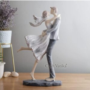 CraftVatika Romantic Love Couple Statue Showpiece for Valentine Day, Standing Couple Sculpture Gift for Home Decor, Table Top, Couple, (6.8x3x13.2 Inches) (Type-2) ( 3274)