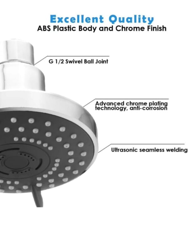 ALTON SHR20725 ABS, 4-INCH, 3-Function Overhead Shower, Chrome Finish (Without Arm) (3112) - Image 4