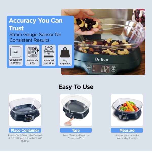 Dr Trust Electronic Kitchen Digital Scale Weighing Machine (Blue) (3311,3312,3313,3314,3315,3316,3317) - Image 6