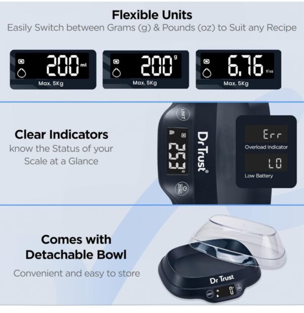 Dr Trust Electronic Kitchen Digital Scale Weighing Machine (Blue) (3311,3312,3313,3314,3315,3316,3317) - Image 5