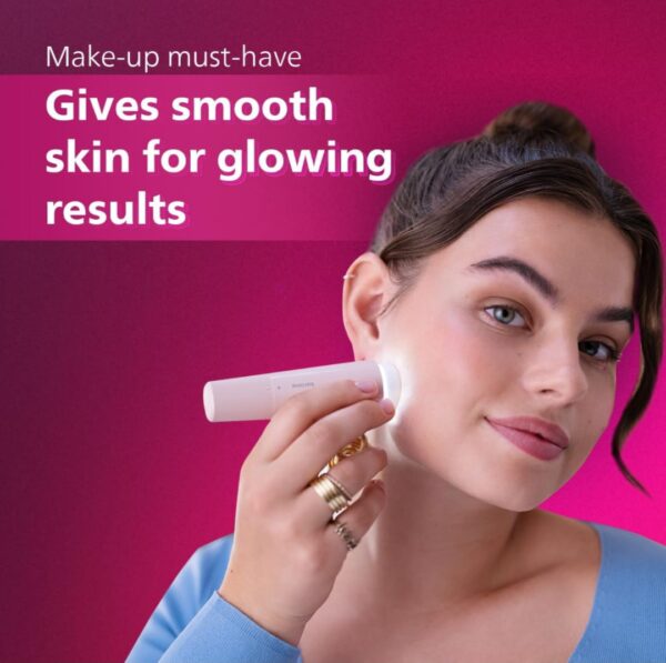Philips Facial Trimmer for Women - SkinSafe with Hypo Allergenic Blades I Makeup must-have for glowing results I Self-sharpeing blades I Mirror & Light for Clean Trim I No Skin irritation I Cleaning brush I Travel Friendly I 2 Year Warranty - BRR454/00 (3369,3370) - Image 3