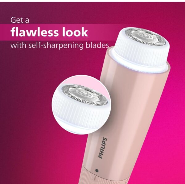 Philips Facial Trimmer for Women - SkinSafe with Hypo Allergenic Blades I Makeup must-have for glowing results I Self-sharpeing blades I Mirror & Light for Clean Trim I No Skin irritation I Cleaning brush I Travel Friendly I 2 Year Warranty - BRR454/00 (3369,3370) - Image 6