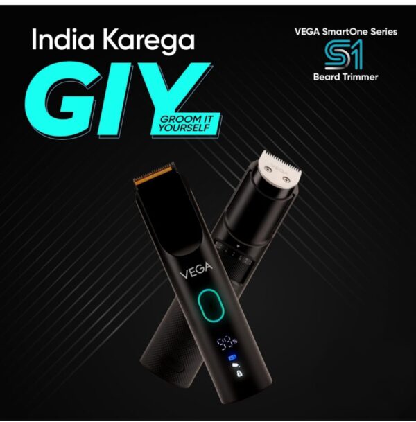 Vega SmartOne S1 Beard Trimmer for Men with Titanium Blade, Digital Display, 120 mins Runtime, IPX7 Waterproof & 40 Length Settings, 3 Unique Speed Mode Black (VHTH-30) ( 3541,3542,3543,3544,3546) - Image 5