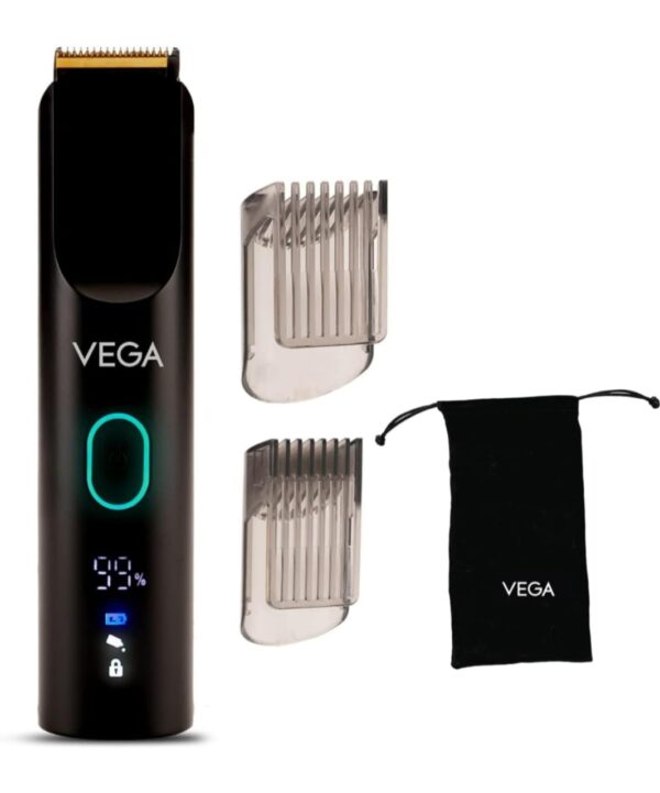 Vega SmartOne S1 Beard Trimmer for Men with Titanium Blade, Digital Display, 120 mins Runtime, IPX7 Waterproof & 40 Length Settings, 3 Unique Speed Mode Black (VHTH-30) ( 3541,3542,3543,3544,3546)