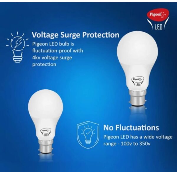 PIGEON 10WATT ROUND B22 LED BULB ( WHITE ) PACK OF 6 - Image 3