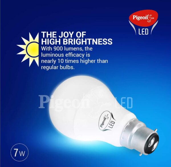 PIGEON JOY LED BULB 7 WATT B22 (WHITE) PACK OF 2 - Image 4
