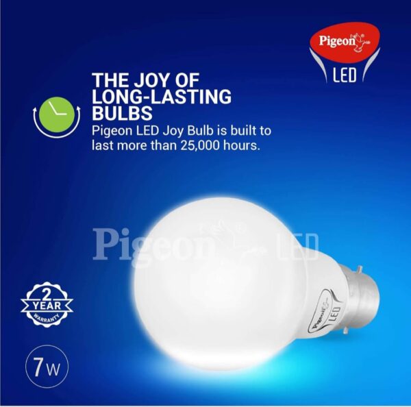 PIGEON JOY LED BULB 7 WATT B22 (WHITE) PACK OF 2 - Image 5