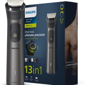 Philips India's No.1 Men's Trimmer| Patented Twin Trim Blades I Precision Trimming, 13-in-1 Modern Man Kit -Face, Body & Private Parts I 3 Year Warranty I120Min Runtime I 5 min Quick Charge MG7920/65