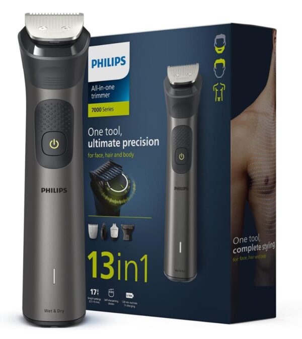 Philips India's No.1 Men's Trimmer| Patented Twin Trim Blades I Precision Trimming, 13-in-1 Modern Man Kit -Face, Body & Private Parts I 3 Year Warranty I120Min Runtime I 5 min Quick Charge MG7920/65