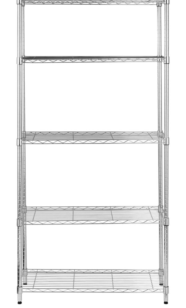 amazon basics Height Adjustable 5-Shelves Heavy Duty Rack - Chrome (3160) - Image 4