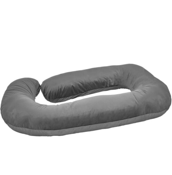 Amazon basics Full Body J-Shaped Pregnancy Pillow for Maternity & Baby Nursing | Abdomen, Hip, Spine, Neck & Head Support Cushion Velvet Outer Cover with Zip (Grey)   ( AV)(2518) ( AV) - Image 2