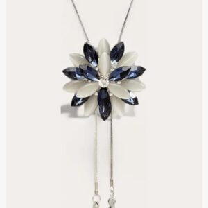 Shining Diva Fashion Stylish Crystal Flower Silver Plated Long Chain Pendant Necklace for Women(. Shani3)