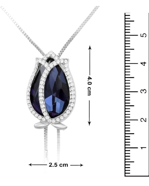 Nakabh Austrial Crystal Stone Rhodium Plated Flower Pendant Long Chain Necklace Women | Girls ( shani1) - Image 3