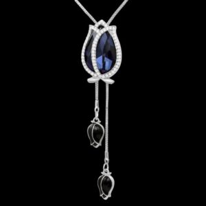 Nakabh Austrial Crystal Stone Rhodium Plated Flower Pendant Long Chain Necklace Women | Girls ( shani1)