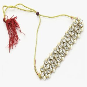 JOHARKAMAL Gold-Plated Brass Finish Kundan/Pearls Choker For Women (White), MOE_JKMS_068 (Shani5) ONLY Necklace