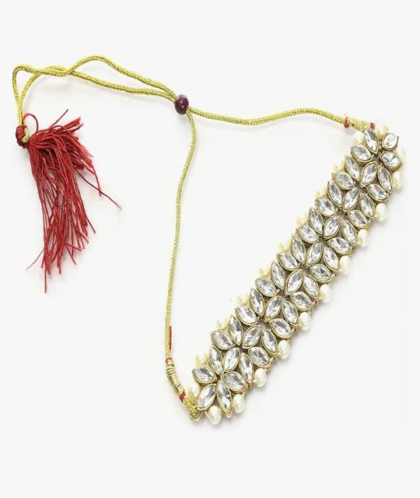 JOHARKAMAL Gold-Plated Brass Finish Kundan/Pearls Choker For Women (White), MOE_JKMS_068 (Shani5) ONLY Necklace