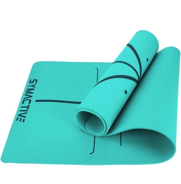 Amazon Brand - Symactive 6 Mm Premium Anti-Skid Supersoft Alignment Single Color Tpe Yoga Mat With Carrying Strap For Men & Women (2X6 Ft, Teal Green), Blue-Green (AV) - Image 4
