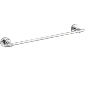 Amazon Brand - Solimo Premium Anti Rust Stainless Steel Folding Towel Rack with Hooks/Towel Rack for Bathroom/Towel Bar/Hanger/Bathroom Accessories | 304 Grade | 18 Inches (Chrome) (3099)