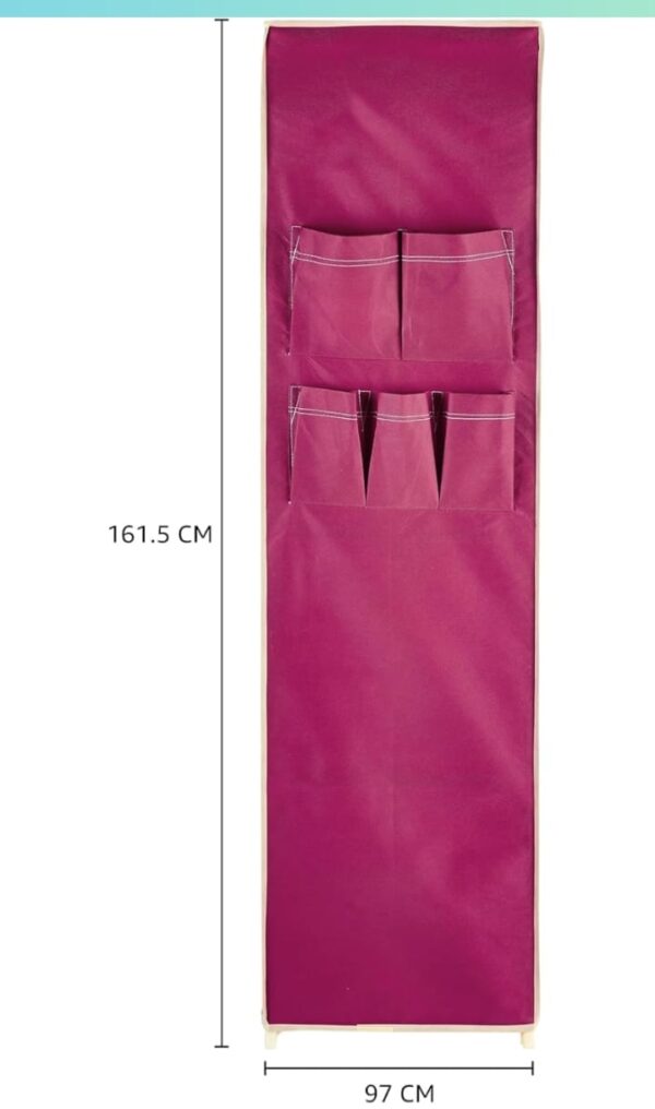 Amazon Brand - Solimo Plastic 2-Door Foldable Wardrobe, 8 Racks, Maroon (3251) - Image 3