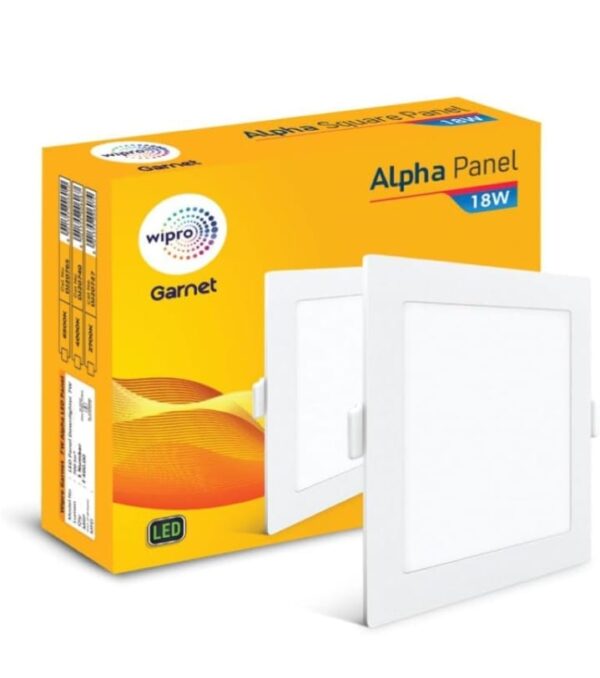 wipro Garnet 18W Square LED Alpha Panel | Cool White Light (6500K) | Recessed Down Light for False Ceiling | Cutout - 159x159mm | Pack of 1 (3256)