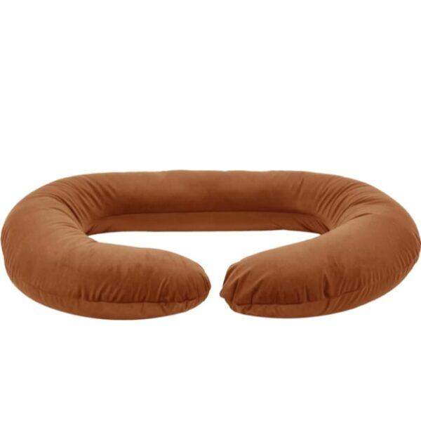 Amazon basics Full Body C-Shaped Pregnancy Pillow for Maternity & Baby Nursing | Abdomen, Hip, Spine, Neck & Head Support Cushion Velvet Outer Cover with Zip (Dark Brown)(3259) - Image 2