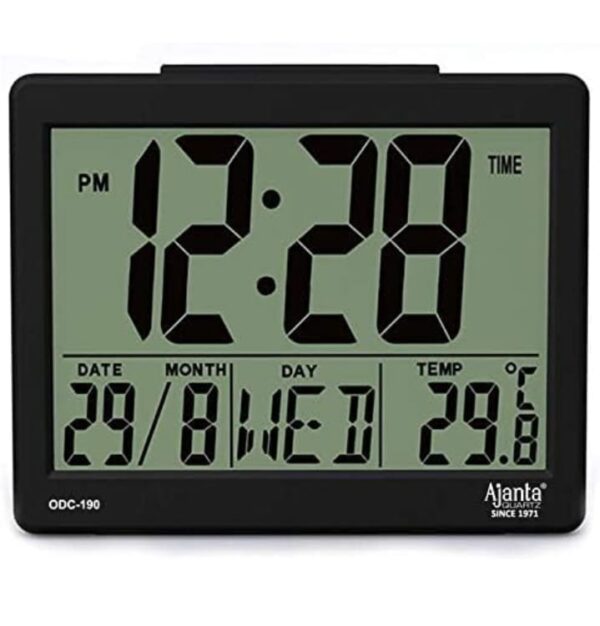 Ajanta Quartz Plastic Digital Alarm and Table clock, (8 x 7 x 3.5 cm, Black, ODC 190)(3152) - Image 3