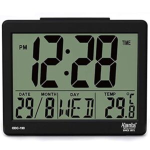 Ajanta Quartz Plastic Digital Alarm and Table clock, (8 x 7 x 3.5 cm, Black, ODC 190)(3152)