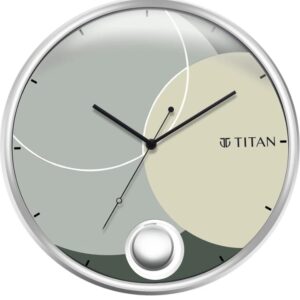 Titan analog 35 cm x 35 cm wall clock ( silver with glass pendulum)   ( PENDULUM NOT INCLUDED)(714)
