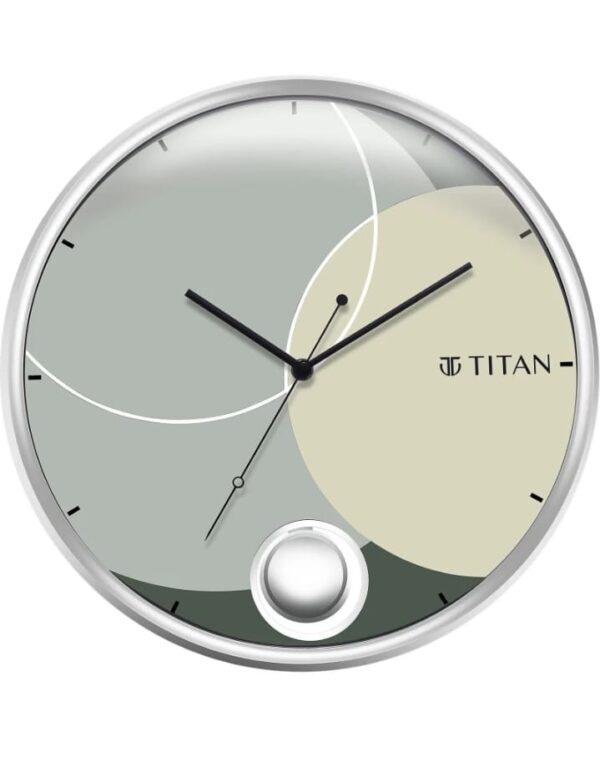 Titan analog 35 cm x 35 cm wall clock ( silver with glass pendulum)   ( PENDULUM NOT INCLUDED)(714)