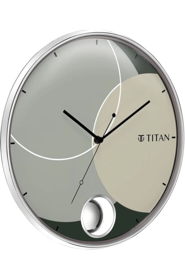 Titan analog 35 cm x 35 cm wall clock ( silver with glass pendulum)   ( PENDULUM NOT INCLUDED)(714) - Image 2
