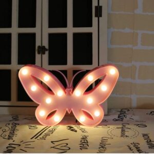Quace Marquee Alphabet Number Sign Light Hanging Table Top Decoration for Party (Pink Butterfly) (1818)